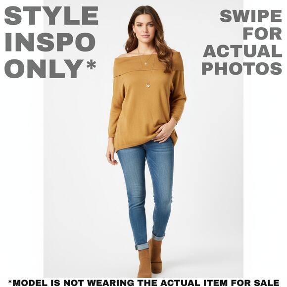 NWT Rafaella Camel Off-Shoulder Sweater | Size 2X 0138 - Picture 2 of 7